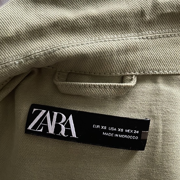 Zara Green Gold Shacket Oversized Jacket Button Down XS - Picture 4 of 6